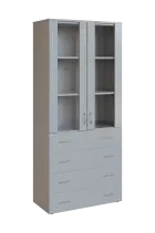 N 5 - 84ZS kancelářská skříň, 2-dveřová/prosklená/zásuvky, 1800x800x400, šedá